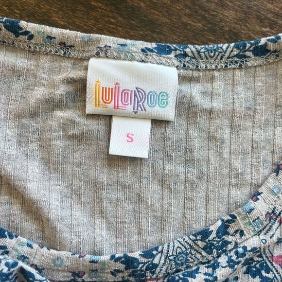 NWT LuLaRoe Maria Floral Maxi Dress Blue Gray Pink Print Sz S - Picture 5 of 7
